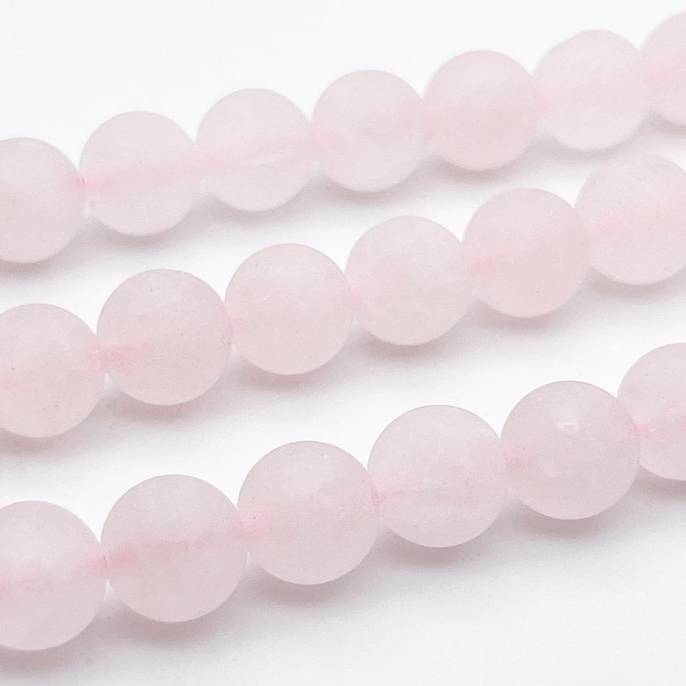 Розовый кварц матовый бусины (тонирован), диаметр 10-10,2 мм, цена за 18-19 шт (1/2 нити)