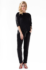 Домашний костюм из бархатистой ткани с декором из пайеток (Размер: L) (Цвет: голубой)