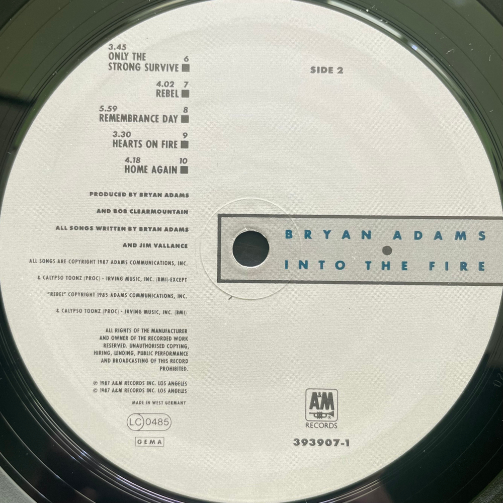 Bryan Adams - Into The Fire (Германия 1987г.)