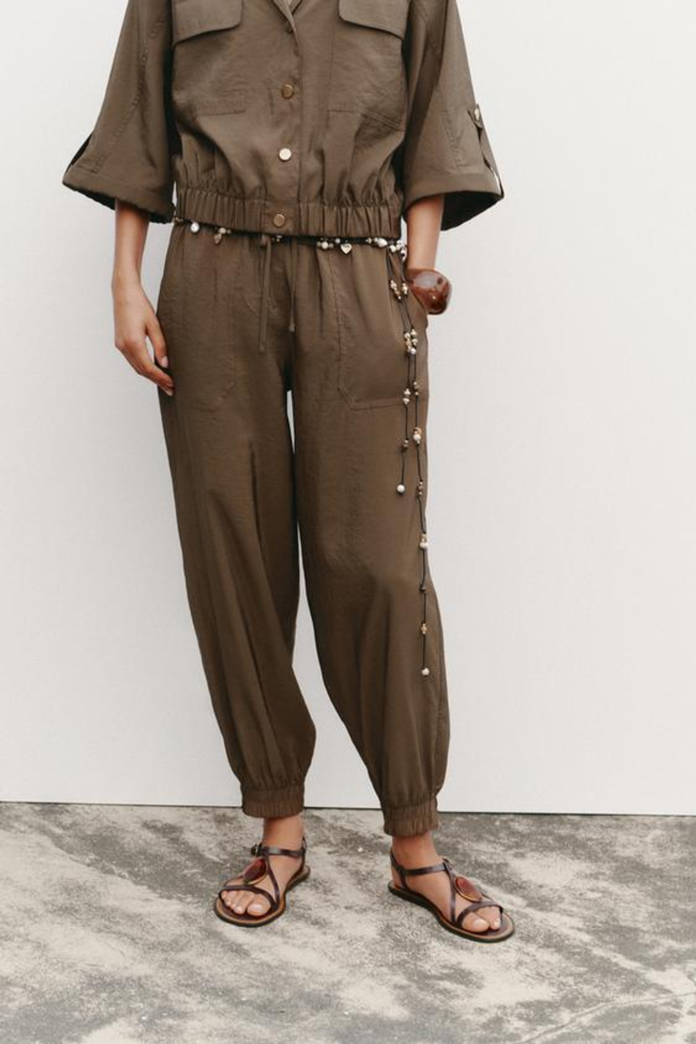 ZARA БРЮКИ С МАНЖЕТАМИ, КОРИЧНЕВЫЙ