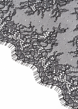 Кружево шантильи черное неэластичное ширина 22 см БРАК 2,9 м