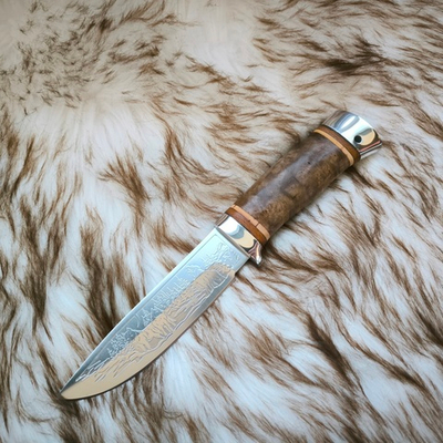 Кованый нож НС-27А ЭИ-107, алюминиевые вставки (Златоуст)