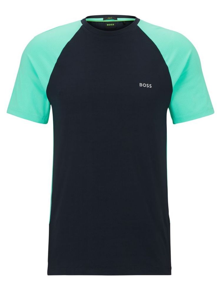 Мужская теннисная футболка BOSS x Matteo Berrettini Colour-Blocked Slim-Fit T-Shirt With Decorative Reflectiv - dark blue