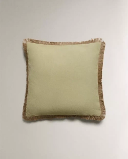 ZARA HOME НАВОЛОЧКА ДЛЯ ДЕКОРАТИВНОЙ ПОДУШКИ С БАХРОМОЙ ИЗ ДЖУТА, ЗЕЛЕНЫЙ
