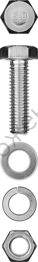 ЗУБР DIN 933 M6 x 25 мм, болт с гайкой и шайбами, 10 шт (303436-06-025)