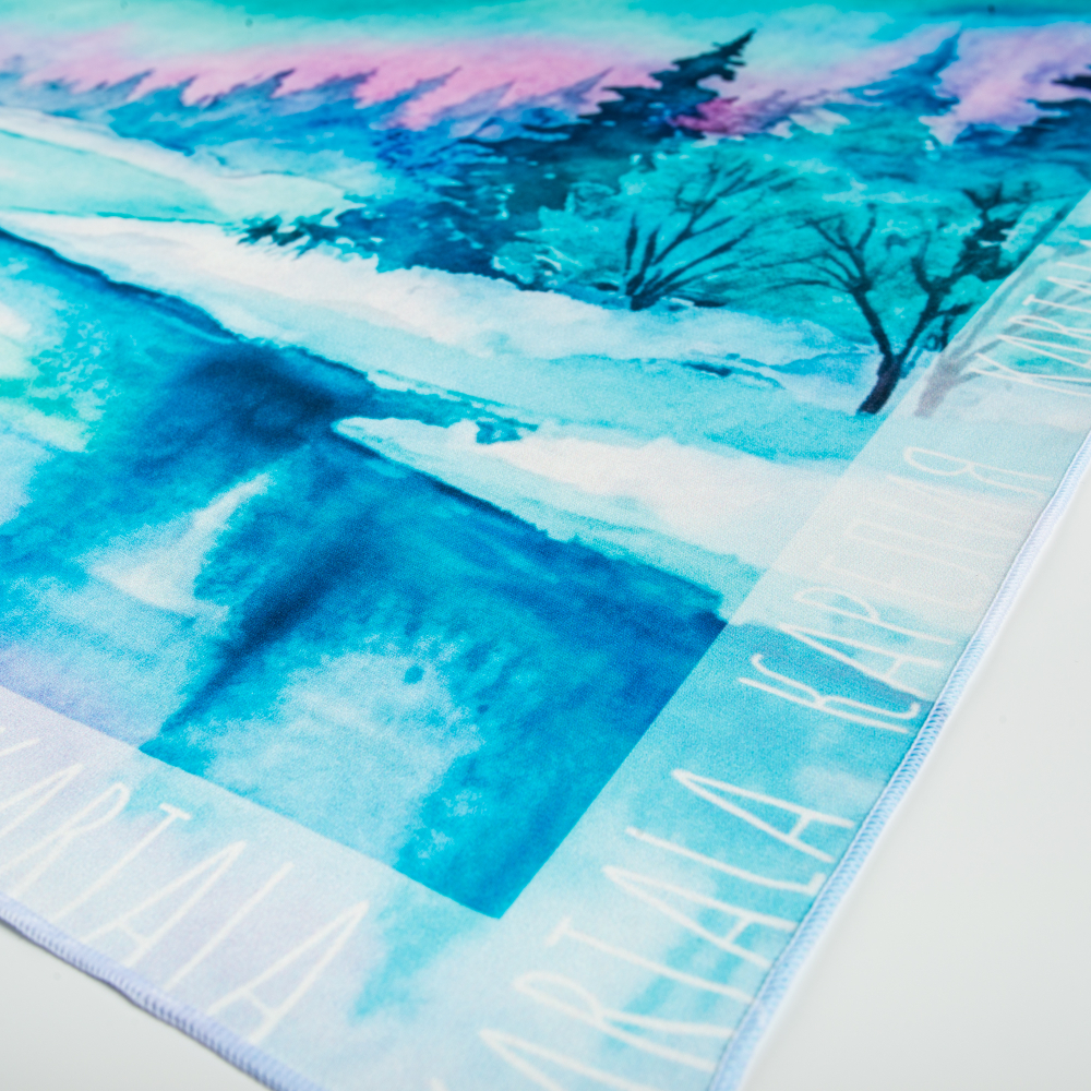 Шейный платок «Снежная нежная Карелия», 70×70 см