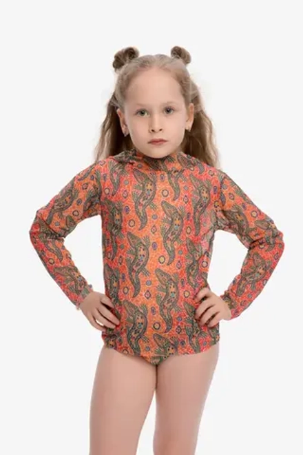 Футболка детская с капюшоном "Крокодил Оранжевый"