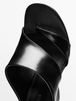 Massimo Dutti Кожаные сандалии на танкетке, черный