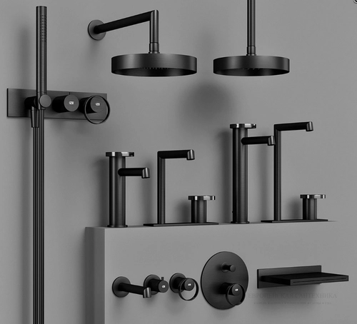 Смеситель для ванны Gessi Anello, настенный, с изливом и переключателем, встраиваемый, цвет Black Metal Brushed PVD