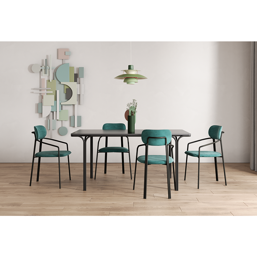 Стул Ror, Round, велюр, черный/зеленый