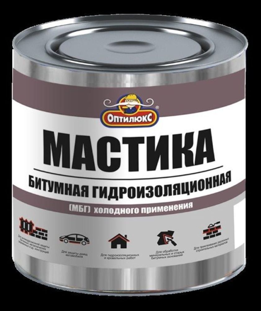 Мастика битумная гидроизолирующая МБГ Оптилюкс (1,8кг) банка