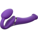 Фиолетовый безремневой вибрострапон Silicone Bendable Strap-On - size M (Цвет: фиолетовый)