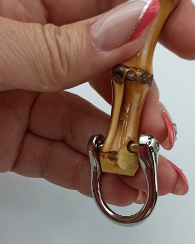 Ручка для сумки, бамбук, с полукольцами, 13,5 × 10,5 см, металл серебро