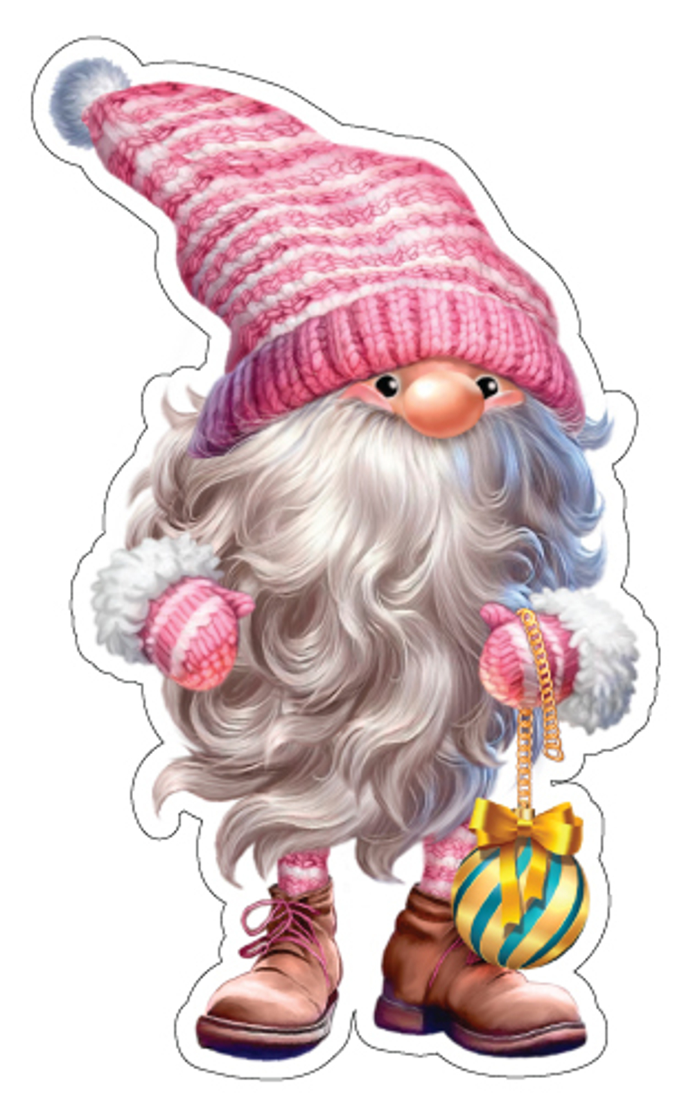 Вырубная фигурка 7*12см "Гномик с елочной игрушкой"