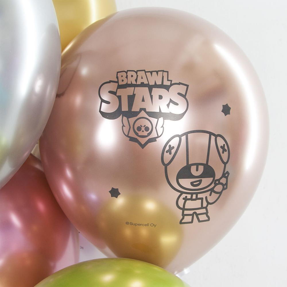 Воздушный Шар (12''/30 см) Brawl Stars, Команда бойцов, дизайн №1, Ассорти, хром, 2 ст
