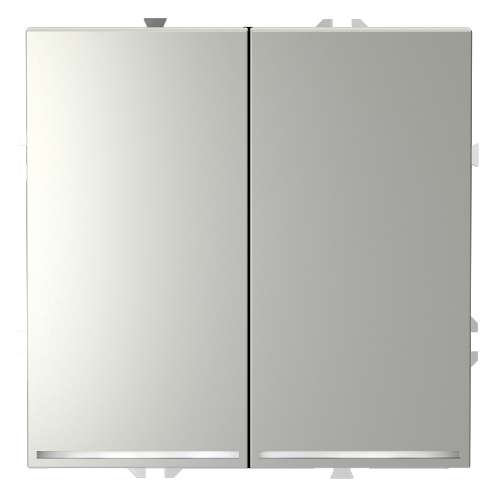 Проходной переключатель встраиваемый VOLTUM S70 двухклавишный с подсветкой 10А, (сталь)