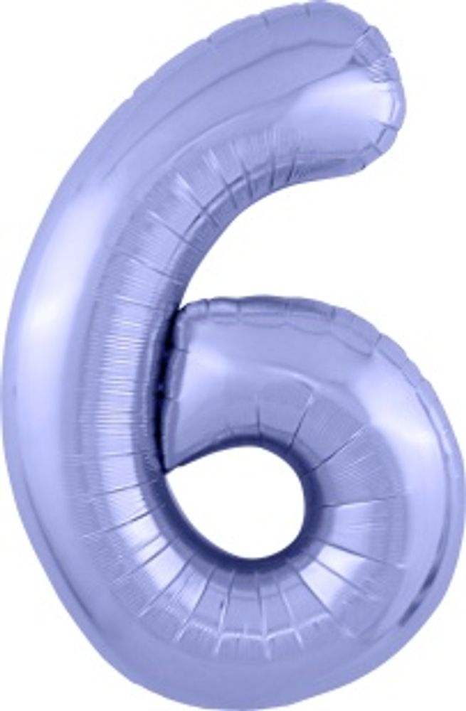 Agura Шар (40''/102 см) Цифра, 6, Сиреневый, Металлик (БГ-60)