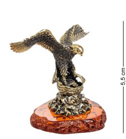Народные промыслы AM-1472 Фигурка «Орел на гнезде» (латунь, янтарь)