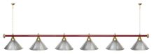 Лампа STARTBILLIARDS 6 пл. (плафоны зеленые матовые,штанга медь,фурнитура золото)