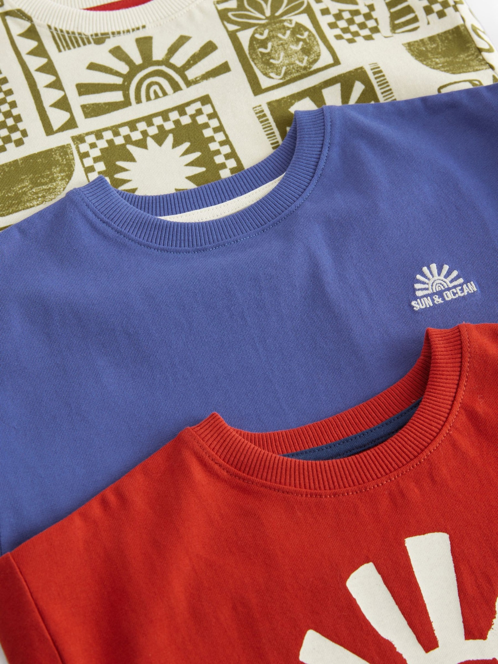 Пижама для мальчика Next AK0-016, 3 шт., Синий, Бежевый, Кирпичный