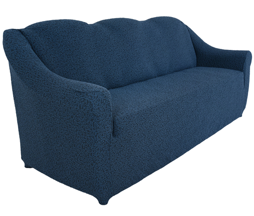 Чехол Жаккард на 3-х местный диван без оборки, цвет Индиго