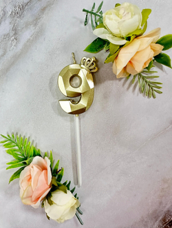 Свечи для торта, цифра 9 с короной, золото
