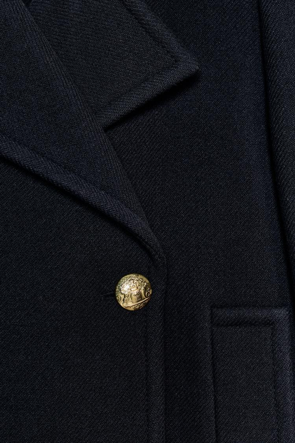 ZARA ДЛИННОЕ ПАЛЬТО ИЗ СМЕСОВОЙ ШЕРСТИ — ZW COLLECTION, МОРСКОЙ ТЕМНО-СИНИЙ