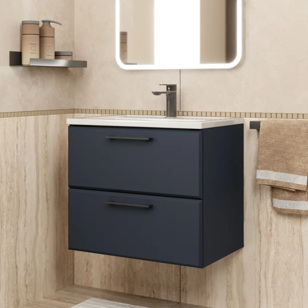 Тумба с раковиной для ванной Uperwood Foster New 60 см, подвесная, черная
