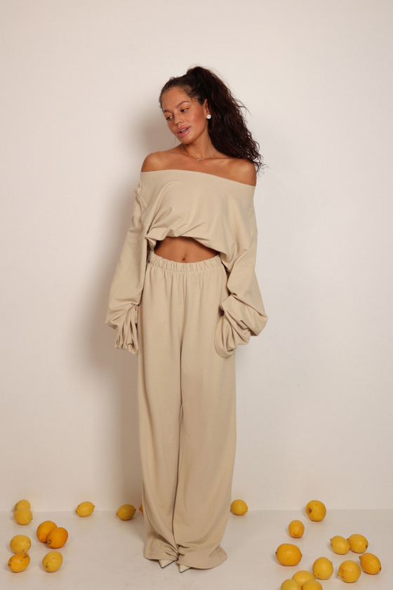 Брюки из пике на тонкой резинке