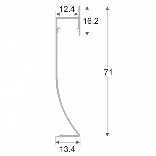 Алюминиевый светодиодный плинтус (с экраном)  71 мм ПО-193 серебро матовое 2700 мм