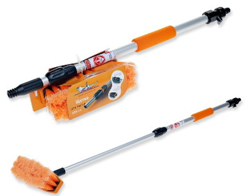 Щетка для мытья телескопическая на шланг 100 см расщепл. щетка 20 см Airline