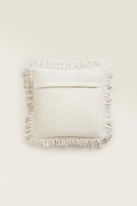 ZARA HOME ЧЕХОЛ ДЛЯ ДЕКОРАТИВНОЙ ПОДУШКИ С ВЫШИВКОЙ ИЗ ШЕРСТИ, ЭКРЮ