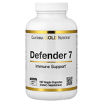 California Gold Nutrition, Defender 7, с витаминами A, C, D3, B6, цинком, селеном и бета-глюканом, 180 растительных капсул
