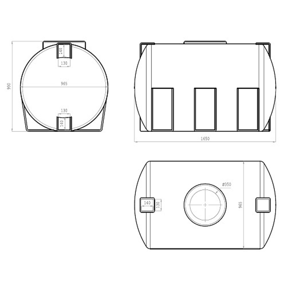 Ёмкость горизонтальная 1000л усиленная для перевозки Политим 1000 л. горизонтальный (1650x965x990см;красный) - арт.560713