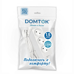 Удлинитель 3х1.5м без заземл. 10А IP20 2.2кВт ПВС 2х0.75 бел. DOMTOK 2370
