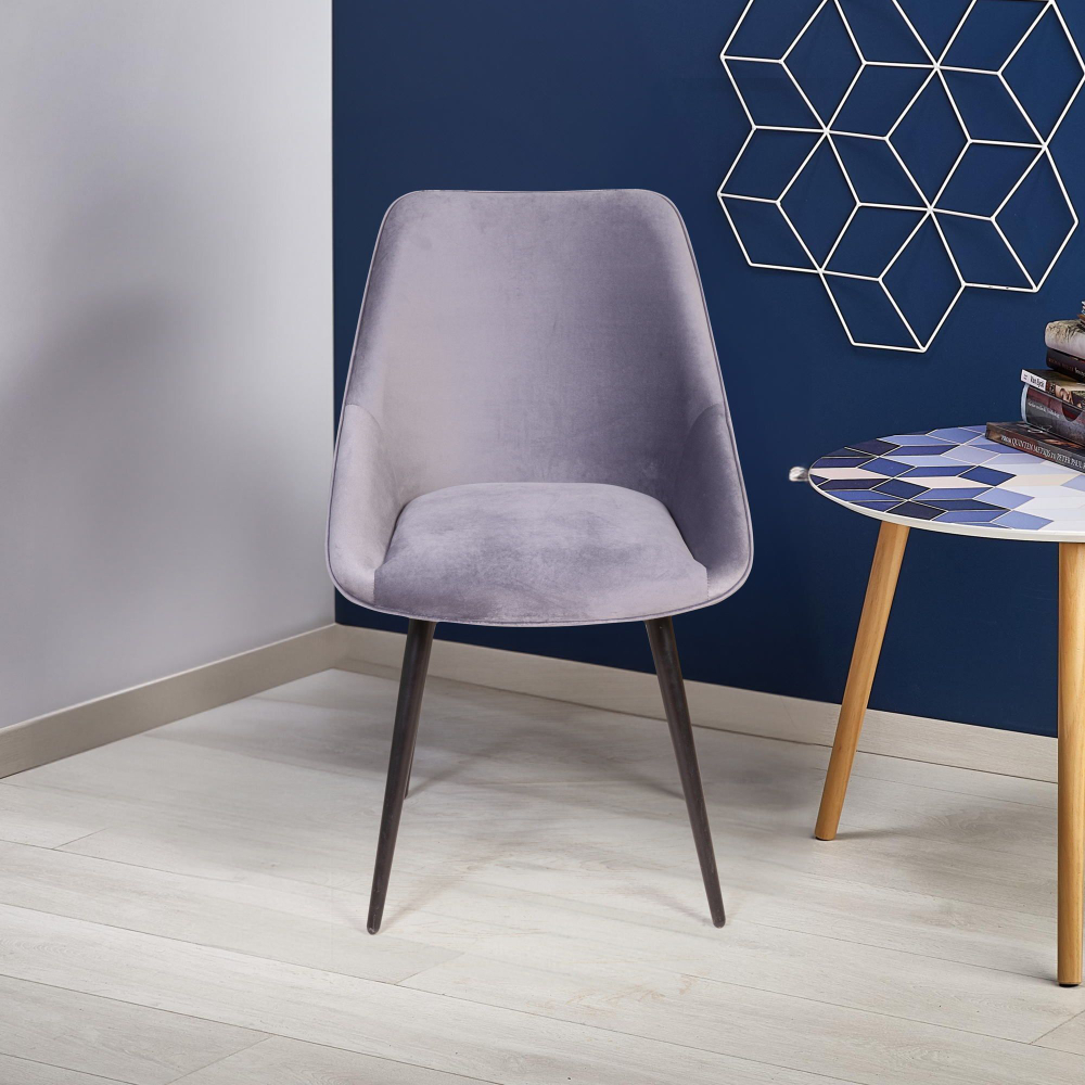 Стул Neo бархат светло-серый 26/опора конус