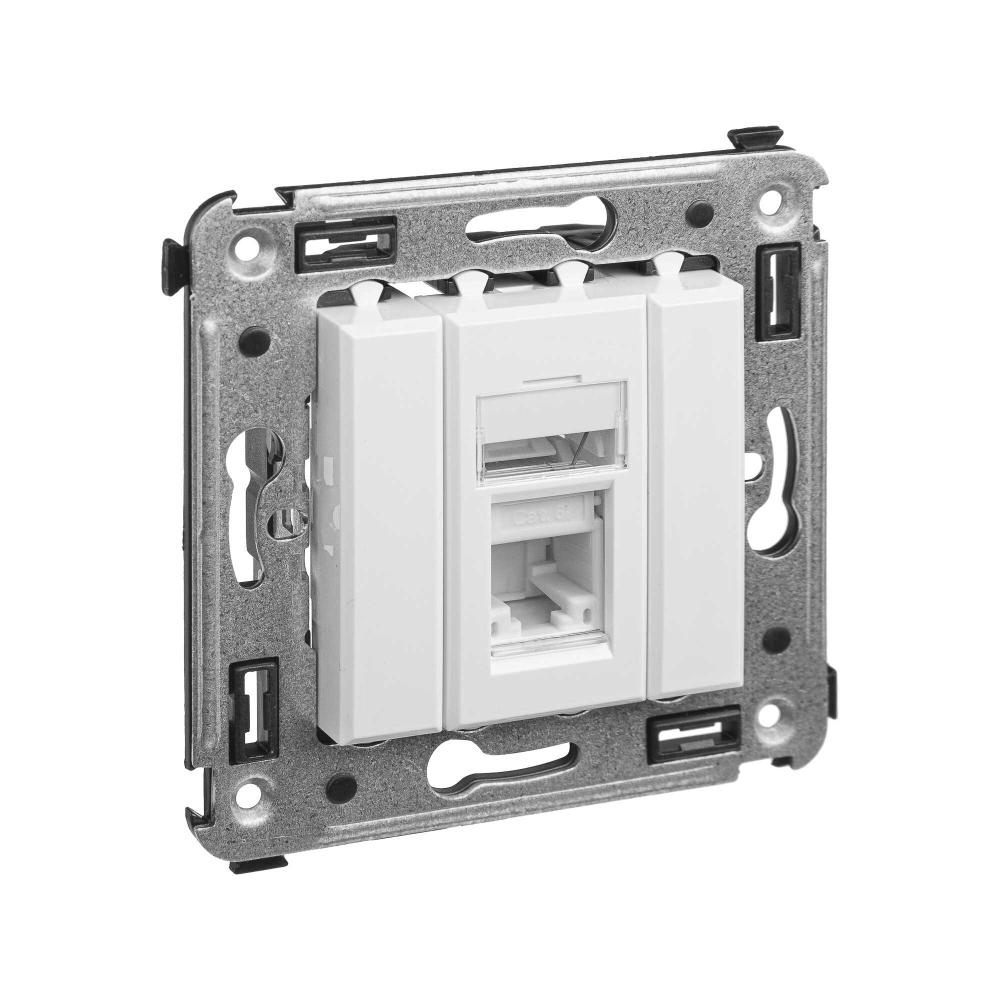 Компьютерная розетка RJ-45 в стену, кат.6А одинарная, "Avanti", "Белое облако"