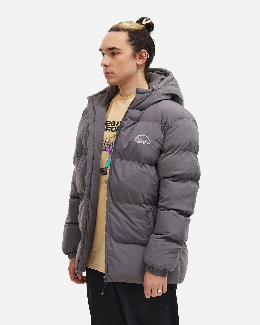 Купить Пуховик Anteater AW25 Downjacket Hooded Crispy серый Пуховик Anteater AW25 Downjacket Hooded Crispy серый