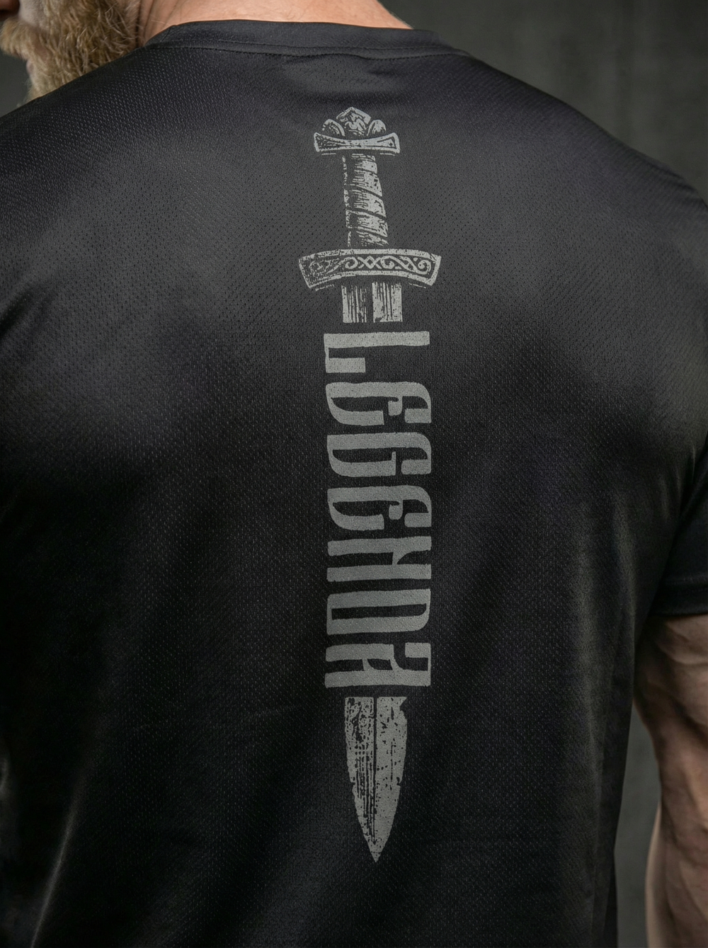 Футболка тренировочная мужская черная LEGENDA Хохлома серая