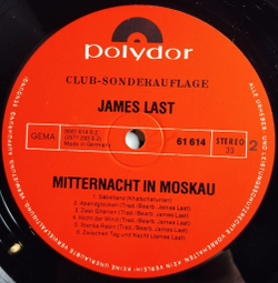 Винтажная виниловая пластинка LP Джеймс Ласт James Last Mitternacht In Moskau (Germany 1972)