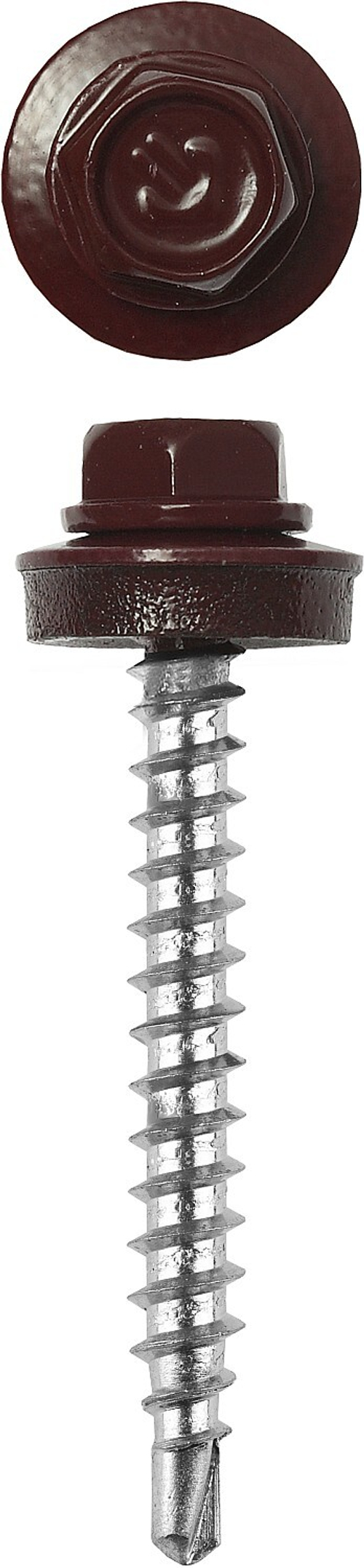 Саморезы СКД кровельные, RAL 3005 темно-красный, 80 х 4.8 мм, 140 шт, для деревянной обрешетки, ЗУБР Профессионал