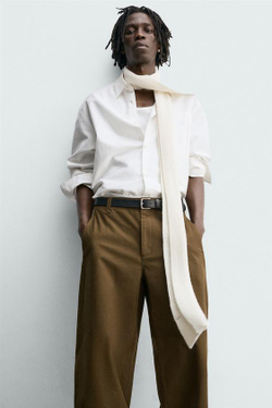 ZARA БРЮКИ BALLOON FIT, ПЫЛЬНЫЙ ХАКИ