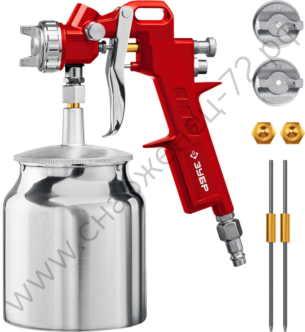 ЗУБР MS 200N-3, 1.2, 1.5, 1.8 мм, пневматический краскопульт с нижним бачком (06457)