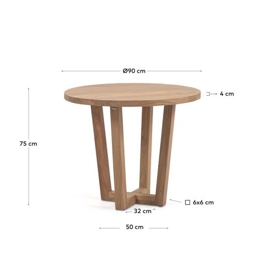 Круглый стол Nahla из массива акации с натуральной отделкой Ø 90 см Испания La Forma