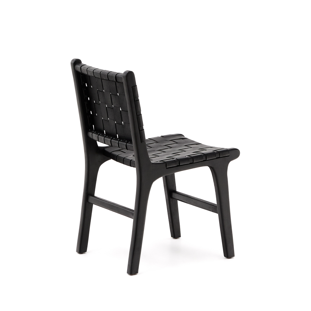 Стул Calixta из кожи и красного дерева с черной отделкой