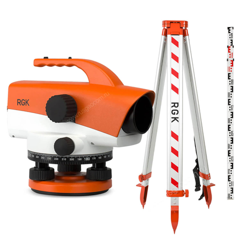 Комплект оптический нивелир RGK C-32 с поверкой + штатив S6-N + рейка AMO S4