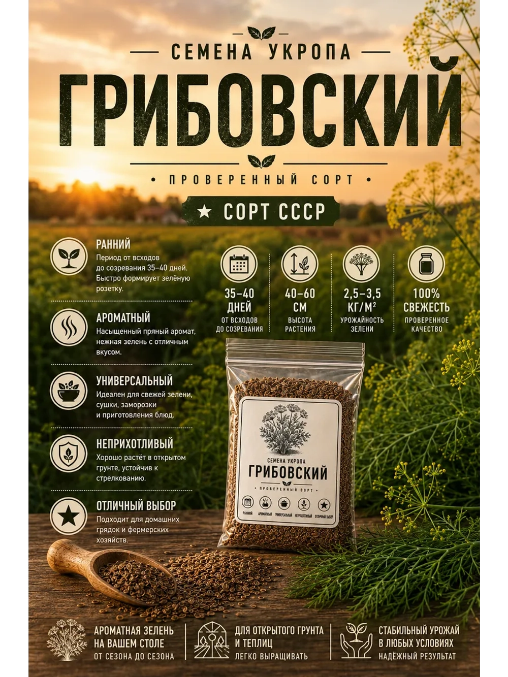 Семена укропа для дачи и огорода