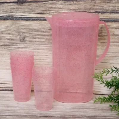 Кувшин пластиковый 1,8л «ЭкоЛайф» в наборе с 4-мя стаканами 250мл 10*12,5*23см