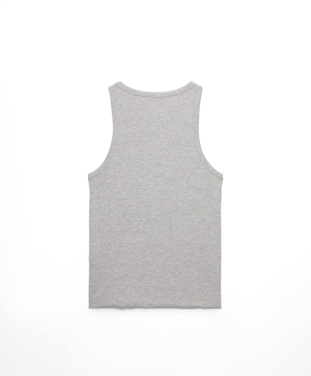 Oysho Топ на бретелях в рубчик, серый с меланжевым эффектом