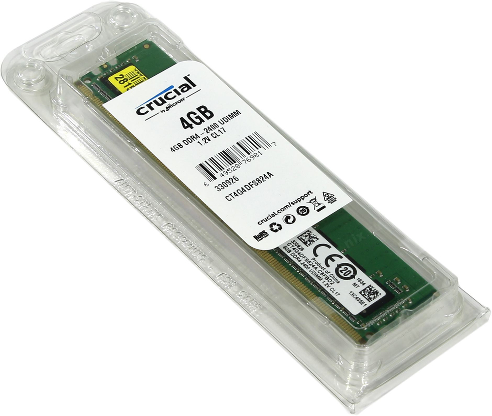 Модуль памяти Crucial DDR4 DIMM 4Gb PC4-19200 CL17